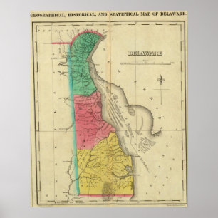 Poster Carte Du Delaware