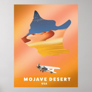 Poster Carte du désert de Mojave États-Unis