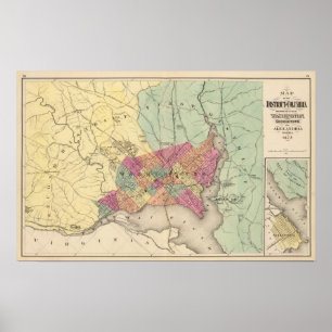 Poster Carte du District de Columbia, Washington