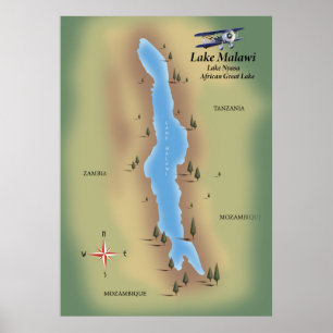 Poster Carte du district du lac Thirlmere Reservoir