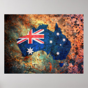 Poster Carte du drapeau australien