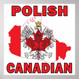 Poster Carte du drapeau canadien polonais