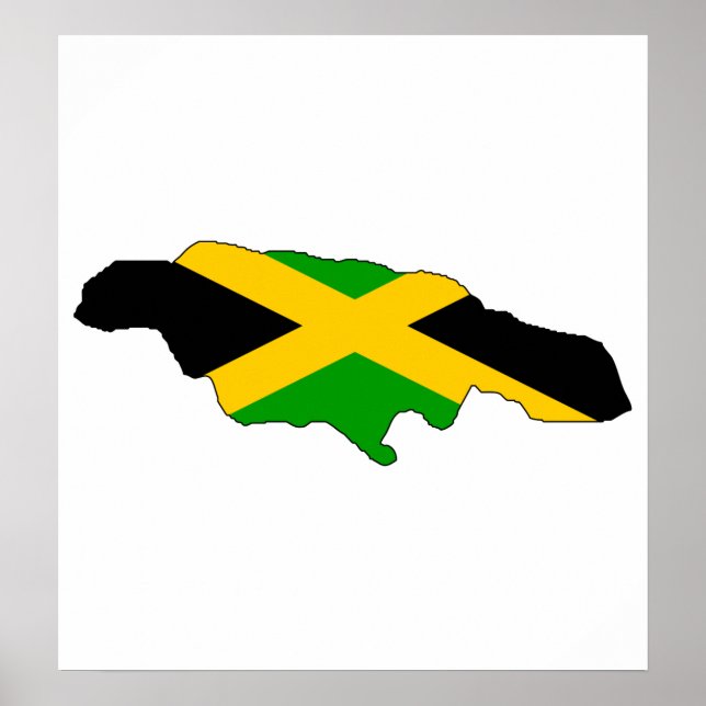 Poster Carte du drapeau de Jamaïque pleine taille (Devant)