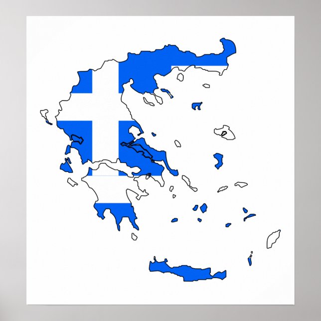 Poster Carte du drapeau de la Grèce grandeur nature (Devant)