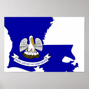 Poster Carte du drapeau de la Louisiane