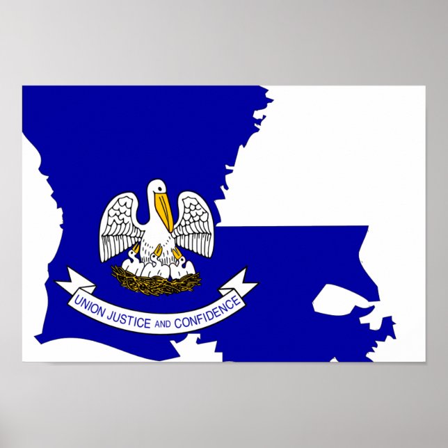 Poster Carte du drapeau de la Louisiane (Devant)