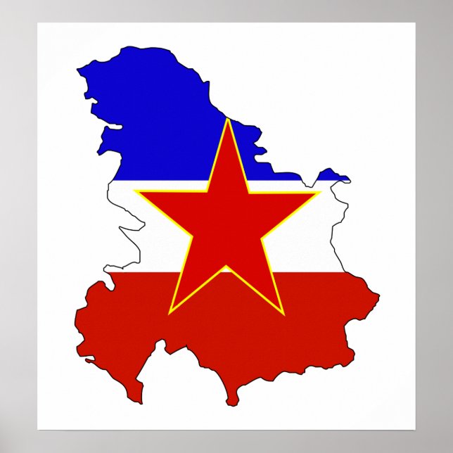 Poster Carte du drapeau de la Yougoslavie grandeur nature (Devant)