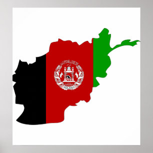 Poster Carte du drapeau de l'Afghanistan pleine taille