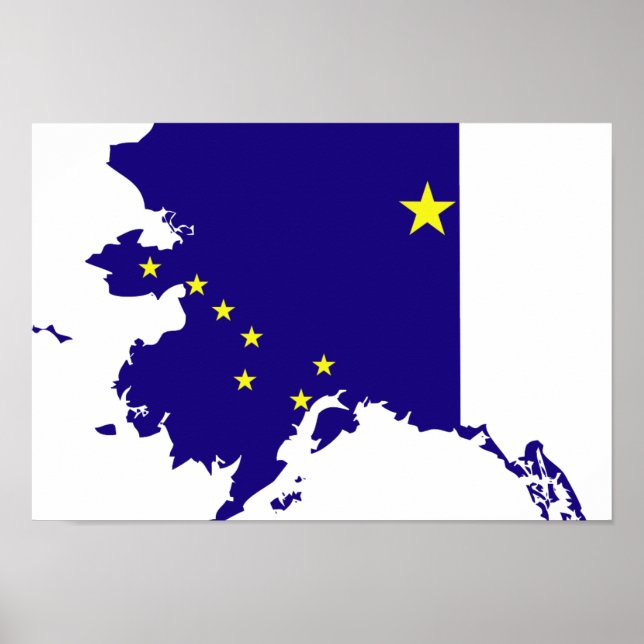 Poster Carte du drapeau de l'Alaska (Devant)