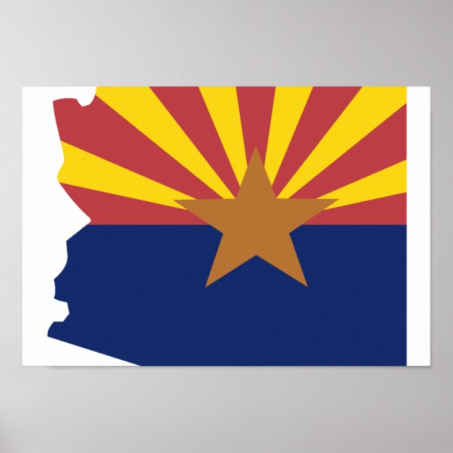 Poster Carte du drapeau de l'Arizona (Devant)