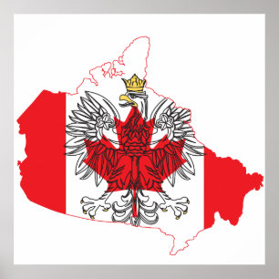 Poster Carte du drapeau de Pologne Canada
