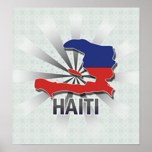 Poster Carte du Drapeau d'Haïti 2.0 (Devant)