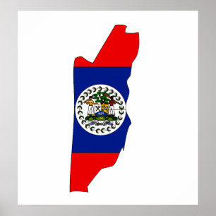 Poster Carte du drapeau du Belize grandeur nature