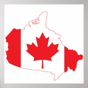 Poster Carte du drapeau du Canada