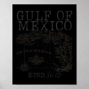 Poster Carte Du Drapeau Du Golfe Des États-Unis D'Amériqu
