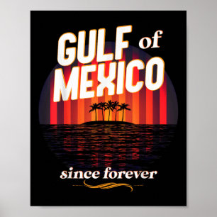 Poster Carte Du Drapeau Du Golfe Des États-Unis D'Amériqu