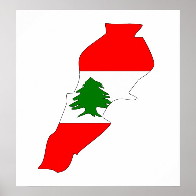 Poster Carte du drapeau du Liban pleine taille (Devant)