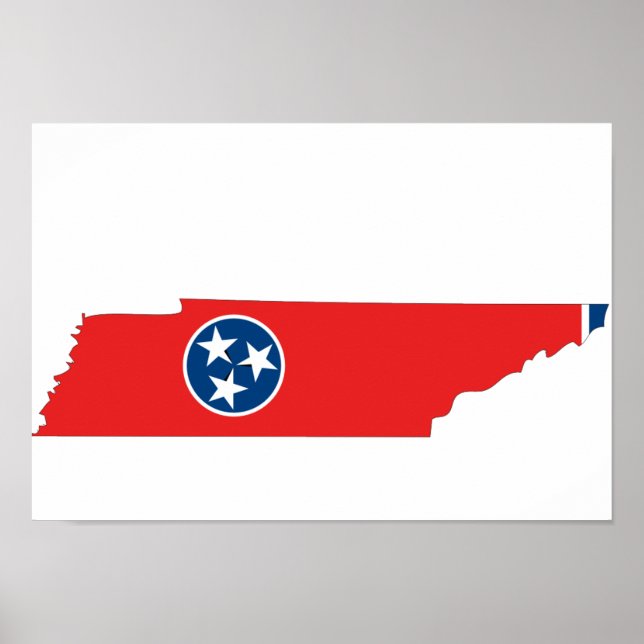 Poster Carte du drapeau du Tennessee (Devant)