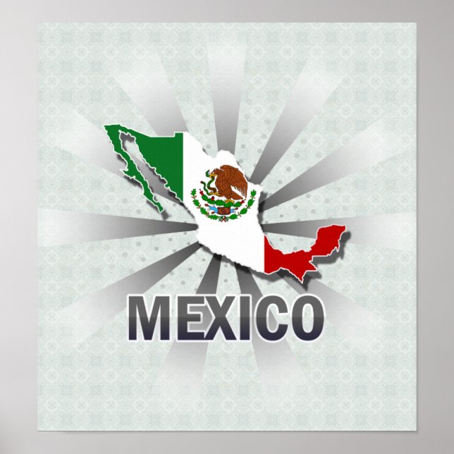 Poster Carte du drapeau mexicain 2.0 (Devant)