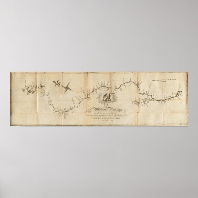 Poster Carte du fleuve Mississippi (Devant)