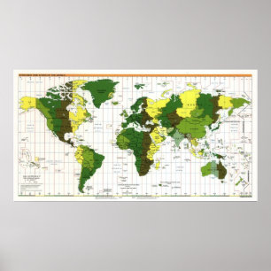 Poster Carte du fuseau horaire de la CIA 1999
