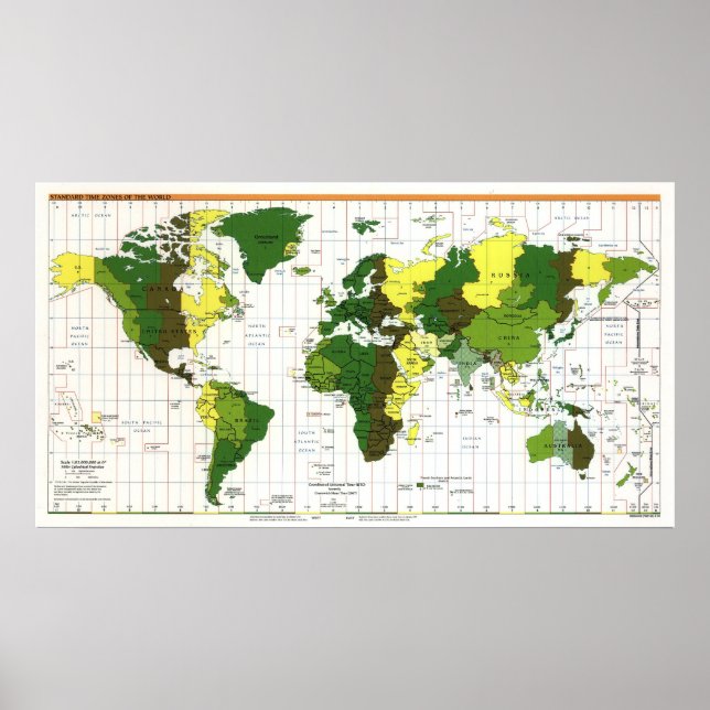 Poster Carte du fuseau horaire de la CIA 1999 (Devant)