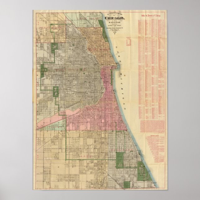 Poster Carte du guide Blanchard de Chicago (Devant)