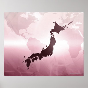 Poster Carte du Japon