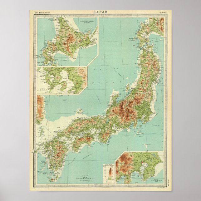 Poster Carte du Japon avec les routes maritimes (Devant)