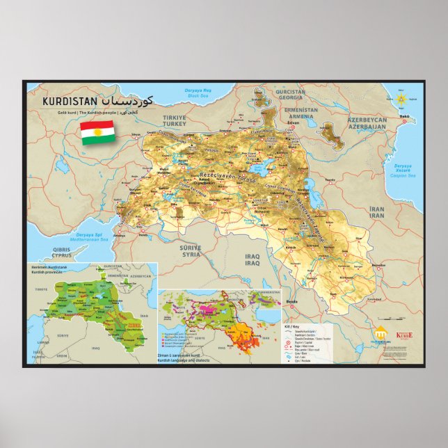 Poster Carte du Kurdistan (Devant)