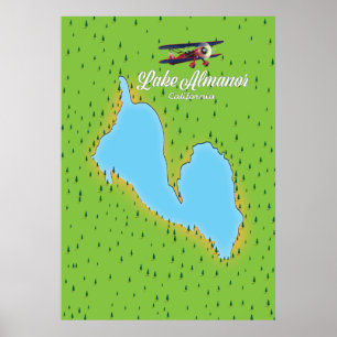 Poster Carte du lac Almanor Californie États-Unis