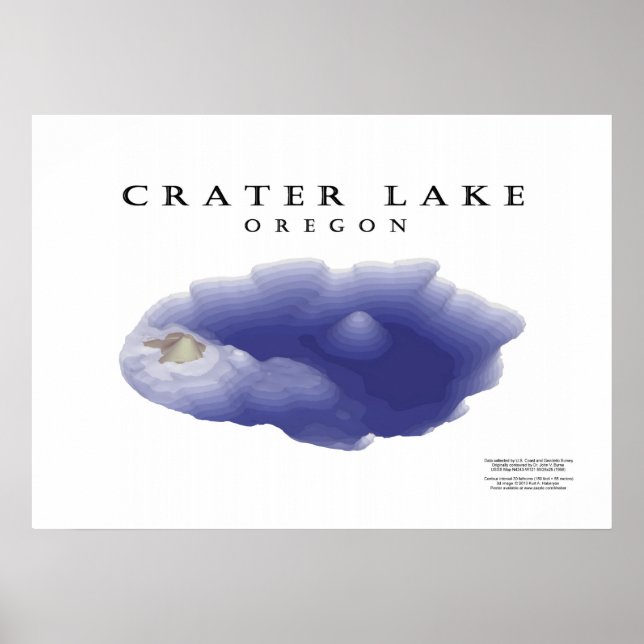 Poster Carte du lac Crater (Devant)