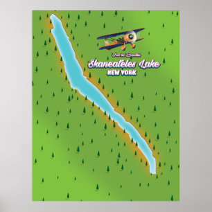 Poster carte du lac de Skaneateles