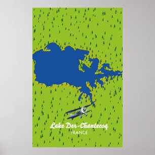 Poster Carte du lac Der chantecoq France