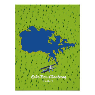 Poster Carte du lac Der chantecoq France