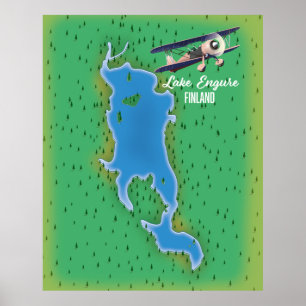 Poster Carte du lac Engure Finlande