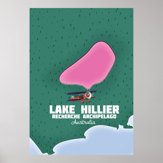 Poster Carte du lac Hillier en Australie. (Devant)