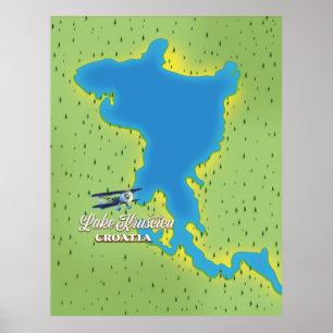 Poster Carte du lac Krušćica Croatie