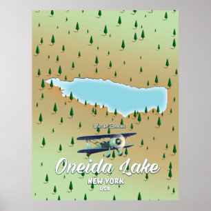 Poster Carte du lac Oneida New York