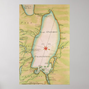 Poster Carte du lac Ontario
