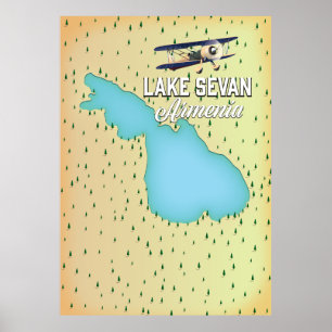 Poster Carte du lac Sevan Arménie