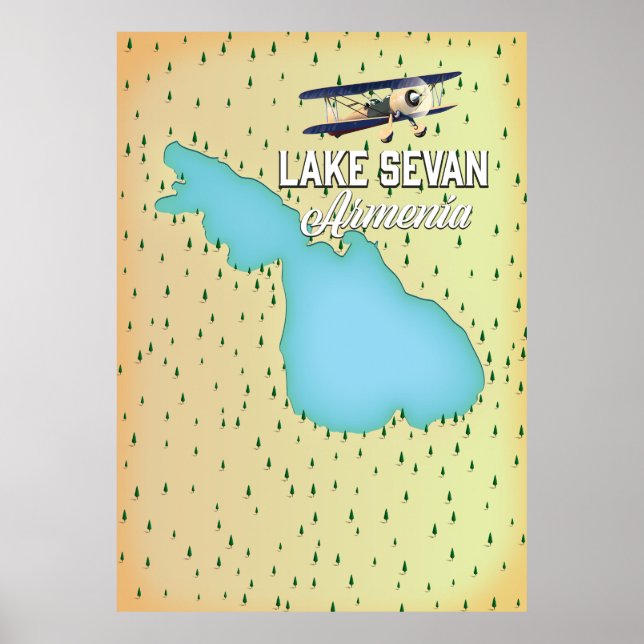 Poster Carte du lac Sevan Arménie (Devant)