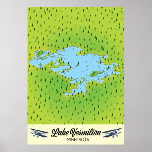 Poster Carte du lac Vermilion Minnesota