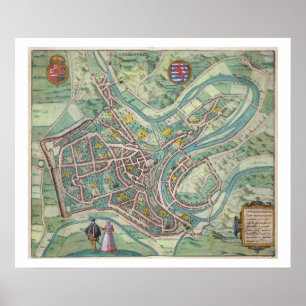 Poster Carte du Luxembourg, de 'Civitates Orbis Terrarum