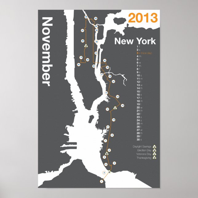 Poster Carte du marathon de New York (Devant)