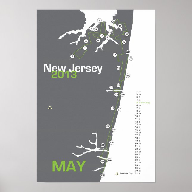 Poster Carte du marathon NJ (Devant)