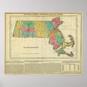 Poster Carte du Massachusetts