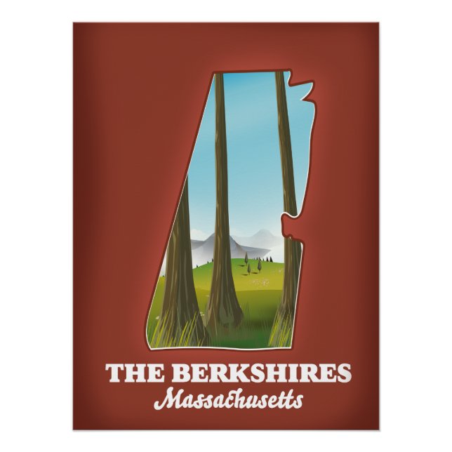 Poster Carte du Massachusetts Berkshires (Devant)