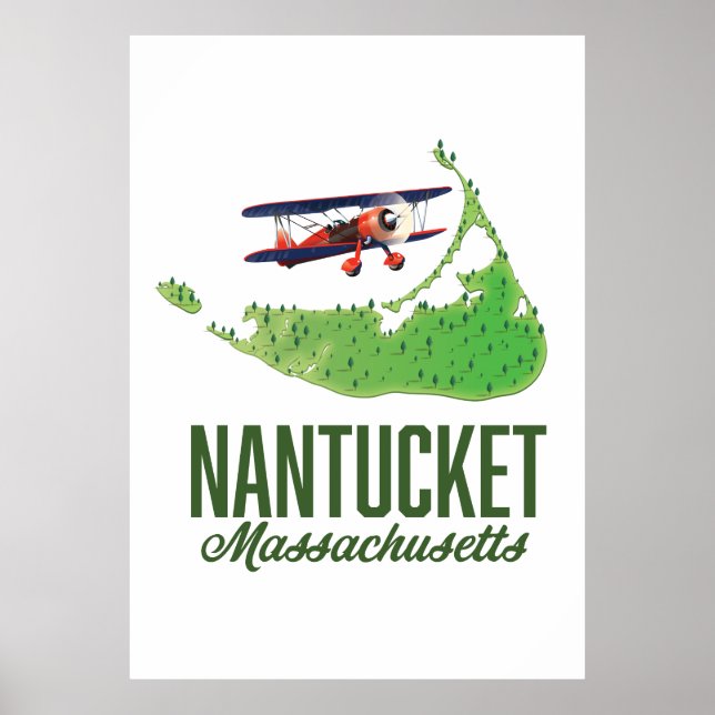Poster Carte du Massachusetts de Nantucket (Devant)