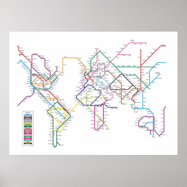 Poster Carte du métro mondial (Devant)